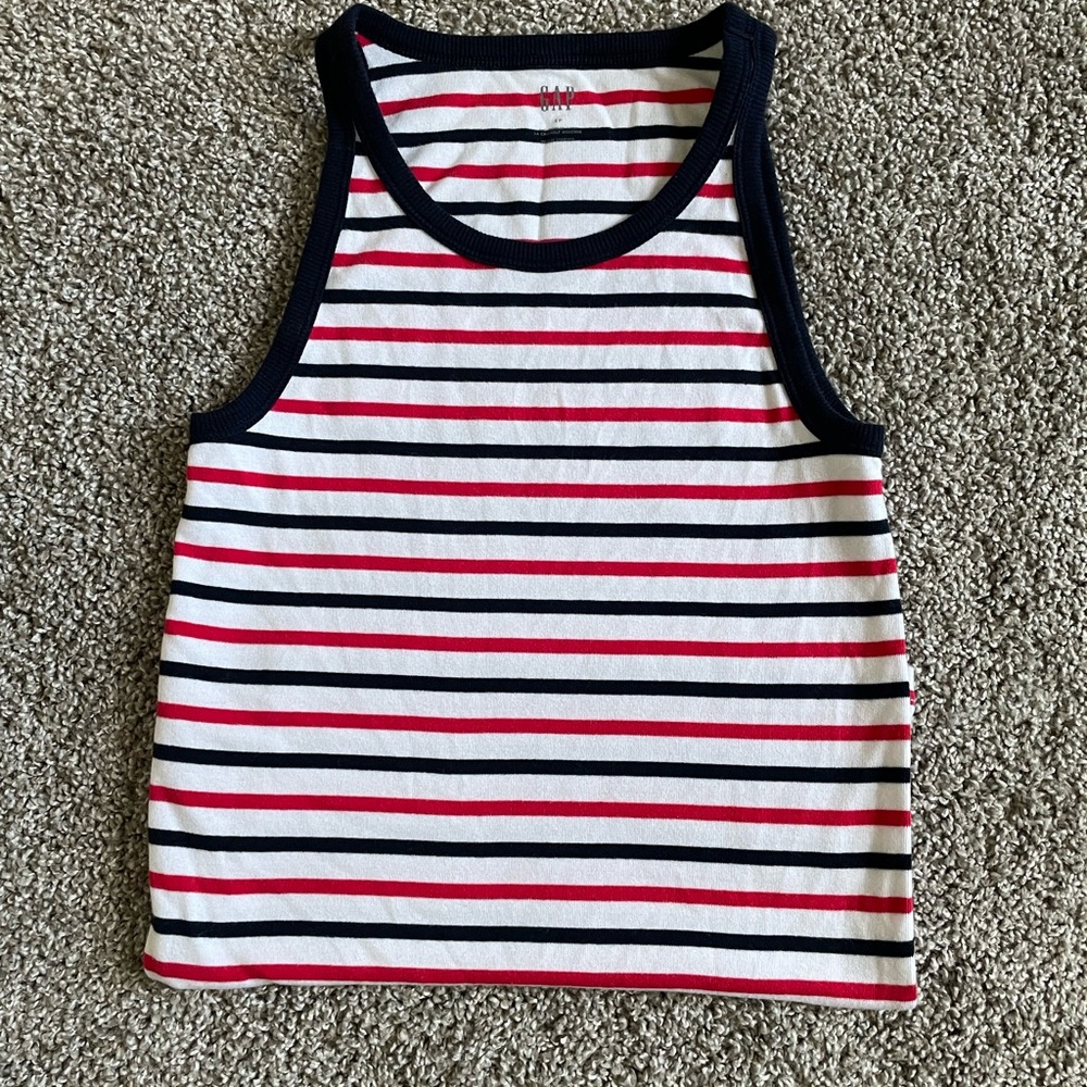 GAP Red and White Striped Tank Top